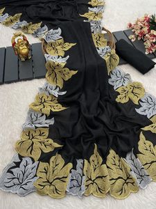 Último diseñador de alta calidad pura seda Dola Sari hilo secuencia oro tejido borde indio étnico tradicional fiesta desgaste Saree - Product Image 3