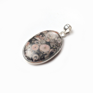 Precio a granel personalizable ovalado cabujón meteorito piedra preciosa colgante 925 plata esterlina colgante joyería - Product Image 3