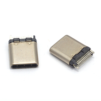 Conector USB 3.1 Tipo C Macho de Alta Velocidad de Carga, Acabado de Contacto Dorado de Aleación de Cobre, Montaje Vertical, UL94V-0, No Inflamable