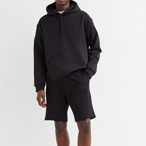 Ensemble sweat à capuche et short en polaire épais respirant pour homme, taille élastique, motif écossais, coupe ample, haute qualité, avec logo personnalisé, idéal pour l'hiver - Product Image 1