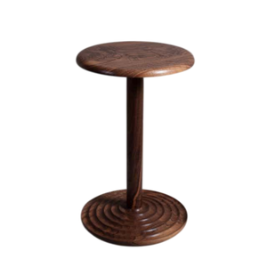 Table d'appoint moderne en bois massif, plateau rond, design géométrique avec pieds croisés, accent pour salon, chambre à coucher, hôtel, mobilier, meilleur prix - Product Image 3