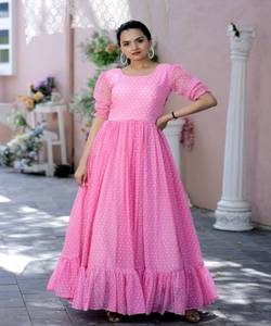 Georgette ผ้าชุด anarkali สำหรับนักออกแบบผู้หญิงดูมีลักษณะที่ดีสำหรับงานรื่นเริงและงานแต่งงาน - Product Image 1