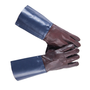 Guantes de seguridad de soldador naranja OEM con forro polar de algodón de cuero dividido de vaca tubería naranja - Product Image 2