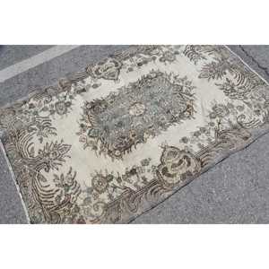 พรมวินเทจขนาด 4.1x6.6 ฟุต, พรม, พรมลายสัตว์สีเบจทำจากขนสัตว์ - Product Image 4