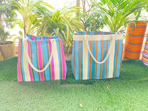 ถุงผ้าไนลอนสำหรับชายหาดแบบดั้งเดิมไม่เหมือนใครทำด้วยมือลายทางเป็นมิตรต่อสิ่งแวดล้อมใช้ซ้ำได้เป็นมิตรต่อสิ่งแวดล้อม - Product Image 3