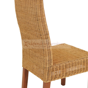 Silla de comedor de ratán natural tejido al por mayor con patas de madera maciza de mango, respaldo alto, muebles de mimbre para interiores para el hogar y restaurantes - Product Image 6