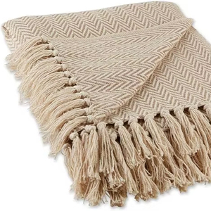 Chevron <b>Throw</b> Collection Luxury Handloomed Woven 100% Polyester Eco-Friendly All-Season 50x60 Stone - Product Image 1