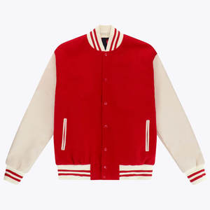Chaqueta Bomber Varsity de Béisbol para Hombre Tallas Grandes, Estilo Urbano, con Logotipo, Letras, Parches Personalizados, Bordado, Cuero Genuino y Tejido - Product Image 1