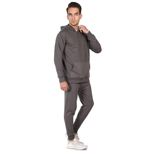 Ensemble Sweat à Capuche et Pantalon de Survêtement à Manches Longues pour Hommes de Grande Taille Marron Foncé 100% Coton Imprimé BD - Product Image 1