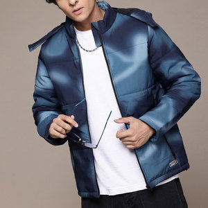 Veste matelassée imperméable en toile pour homme, col montant, couleur personnalisable, poche latérale zippée, style streetwear - Product Image 2