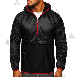 Chaqueta cortavientos para correr de nailon 100% cómoda al por mayor de OEM lona impermeable color sólido transpirable y resistente al viento - Product Image 1