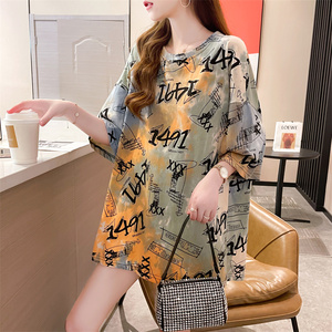 Wholesale OEM Plus Size Short sleeve Custom Print Long Length Women T-<b>shirts</b> Breathable <b>Tees</b> Manufacturer From Bangladesh - Product Image 5