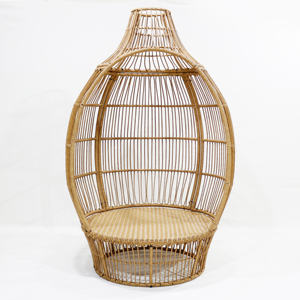 Artex Dong Thap Chaise longue en forme de nid d'extérieur avec cadre en acier noir Rotin tissé brun et coussin rond épais - Product Image 3