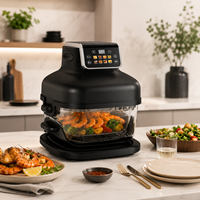 Freidora de Aire Digital de 6.4L con Control Táctil, Cesta Doble de Vidrio Transparente y Ventana Visible para Cocina Saludable en el Hogar