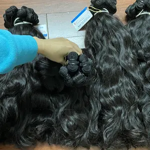 Double drawn Natural wavy machine weft bundle Vietnamese wavy hair Double sewing line