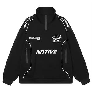 Sweat-shirt personnalisé à demi-fermeture éclair vintage en éponge française en patchwork sweat-shirt pour homme avec poches imprimées personnalisées nouvel arrivage - Product Image 2