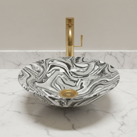 Lavabo de table rond ovale en métal d'art gris de luxe pour toilettes publiques salle de bains familiale hôtel vanité évier fournisseur fabricant