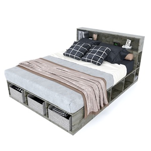 Cama de Pared King-Size Moderna y Minimalista con Cajones de Almacenamiento, Decorativa GN68035, Madera de Caucho Sólido y Roble para Uso Doméstico - Product Image 5
