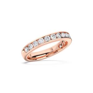0.75 Carat E-F/VVS-VS <b>Moissanite</b> Round Diamond Half Eternity Channel Setting Unisex Band <b>Ring</b> Made in Solid Gold - Product Image 6