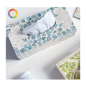 Caja de pañuelos de madera con incrustaciones de nácar hecha a mano, cubierta de lujo para caja de pañuelos, decoración para el hogar, regalo al por mayor - Product Image 2