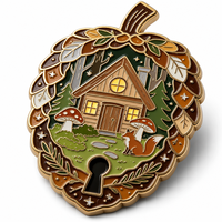 Broche personnalisée en émail motif citrouille et trou de serrure, renard de la forêt, en alliage de zinc plaqué or, imitation antique moderne, pour costume
