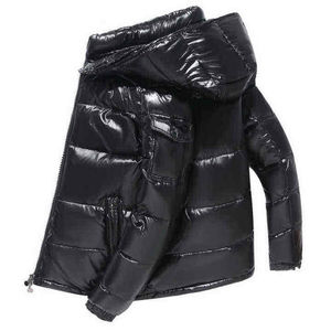 Hombres Shiny Puffer Down Coat Negro y Rojo Invierno Cálido Casual Bubble Chaquetas - Product Image 4