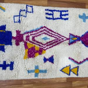 พรมปักลวดลายสวยงามสีขาวพิมพ์ลายบล็อกด้วยมือพรมปัก100% สำหรับตกแต่งบ้านห้องนั่งเล่นและสวน - Product Image 2