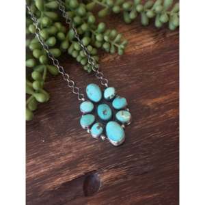 Navajo Handmade Fashion <b>Layered</b> <b>Necklace</b> Mixed Turquoise & Sterling <b>Silver</b> Cluster - Product Image 3