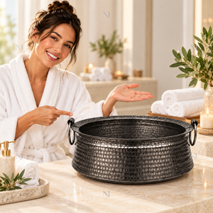 Fauteuil de pédicure pour spa des pieds, finition martelée noire brillante, cuivre, classique, élégant, de luxe, avec massage par pétrissage, baignoire sans tuyauterie, vente en gros - Product Image 6