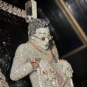 VVS Clarity moissanite Diamond 925 Sterling Rosa chapado en oro tamaño personalizado totalmente helado Hip Hop colgante joyería fina para hombres - Product Image 6