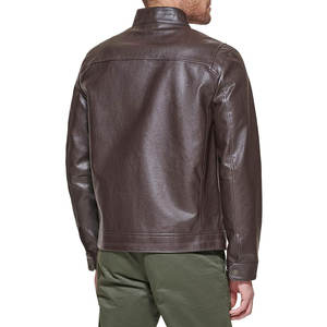 Top vente hommes hiver en plein air imperméable veste en cuir PU qualité garantie automne porter avec tissu de toile - Product Image 4