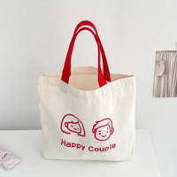 Sacs de shopping à poignée en coton 100% avec logo géométrique imprimé en couleur personnalisée de haute qualité - ART-701-05
