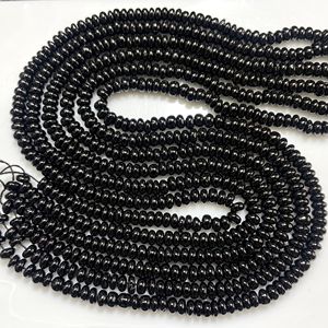 Perles en forme de rondelle lisse de spinelle noire de bonne qualité perles en gros de spinelle noir uni naturel - Product Image 4
