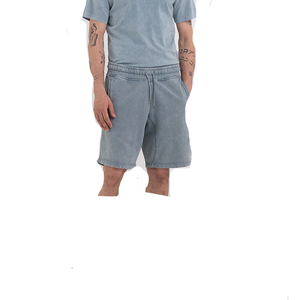Acid Wash Solid Casual Gym Shorts Quick Dry 100% Polyester Mid Waist Worsted Fabric Drawstring Closure Relaxed Fit for Summer - Product Image 2
