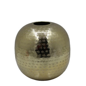 Florero redondo de aluminio, maceta decorativa de tamaño mediano de Color dorado para boda y Decoración de mesa - Product Image 1