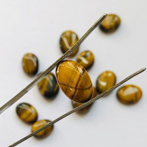 12ชิ้นพลอยตาเสือธรรมชาติอัญมณีหลวมอัญมณีอัญมณีคู่ต่างหูหินสอบเทียบสำหรับการทำเครื่องประดับ - Product Image 2