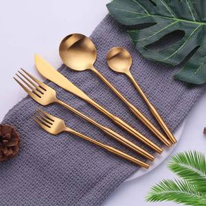 Modern Fabulous Hammered Handle Steel Cutlery Set Portugal Western Rose <b>Gold</b> Fork Spoon for Dining Flatware Sets - Product Image 6