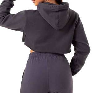 Sweat à capuche court à manches longues de style décontracté de haute qualité OEM, logo personnalisé du fabricant professionnel, pour femmes - Product Image 6