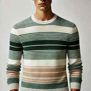 Pull à col rond à manches longues en jacquard imprimé FISLEY INTERNATIONAL pour homme, 100% alpaga, anti-froissement, respirant, séchage rapide - Product Image 1