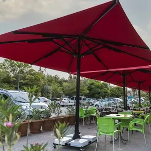 Mega Handleiding-Telescopisch Systeem Vierkante Paraplu 400X400 Hoge Kwaliteit Parasol Voor Hotel Buiten Strand Tuin Parasol