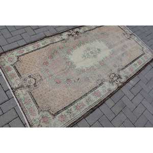 พรมตุรกีวินเทจลายดอกไม้สีเขียวเบจผ้าขนแกะทรงสี่เหลี่ยมผืนผ้าผืนใหญ่แบบคลาสสิกขนาด3,9x7,2ฟุต - Product Image 2