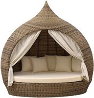 Mobilier d'extérieur Ensemble lit de bronzage en rotin Mobilier poly rotin Lit de jardin