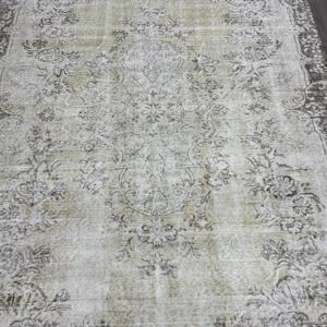 Grand tapis vintage 6,1x8,6 pieds, tapis turc en laine gris à pois - Product Image 3