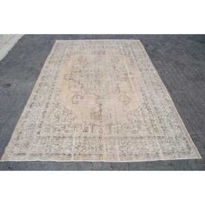 พรมวินเทจขนาดใหญ่ 8.4x12.5 ฟุต (255x381 ซม.) พรมตุรกีขอบสีเบจ - Product Image 1