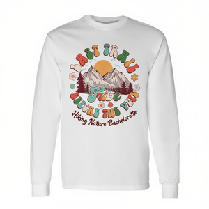 T-shirt à manches longues Last Trail Before the Veil Hiking Nature Bachelorette, T-shirt promotionnel Groovy - Product Image 2