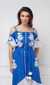 Personnalisé Brodé Floral Design Froid Manches Genou Longueur Robe Courte Pour Les Femmes - Product Image 4