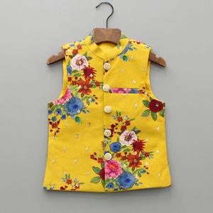 Veste kurta en coton brodée contemporaine avec pyjama droit Veste kurta en coton brodée élégante et pyjama pour cérémonie - Product Image 6