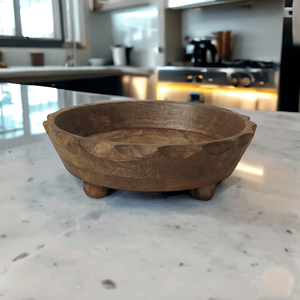 Modern Style Round Mango Wood Bowl with Legs Natural Small Medium <b>Large</b> for Kitchen Accessories Serving Candle Making <b>Lantern</b> - Product Image 4