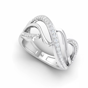 Anillo de Diseño Clásico de Lujo para Mujer, Chapado en Rodio de Oro de 14K y 41 Diamantes Naturales |   Corte Brillante Redondo 0.20Ctw - Product Image 1
