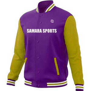 Fabricant de vêtements personnalisé 100% veste universitaire en coton à col montant avec broderie de logo sur le devant - Product Image 2